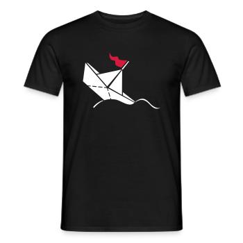 Sinking paper boat / paper titanic (3C) - Men's T-Shirt - black - Front - AI Model Male 178 light (178cm)
