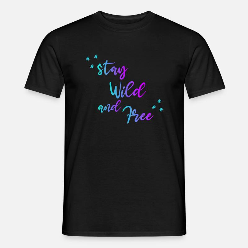 WILD FREE GRADIENT BLUE PURPLE - Männer T-Shirt - Schwarz