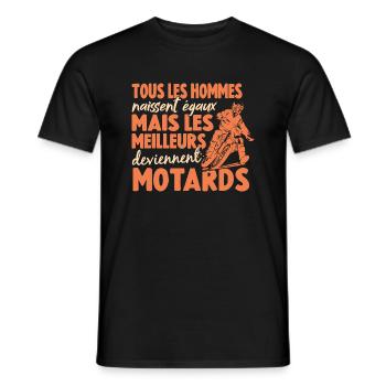 Homme Motard Tous Les Hommes Naissent Égaux Moto - T-shirt homme - noir - Devant - AI Model Male 178 light (178cm)