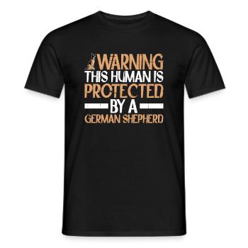 This human is protected by a German Shepherd 6 - Men's T-Shirt - black - Front - AI Model Male 178 light (178cm)