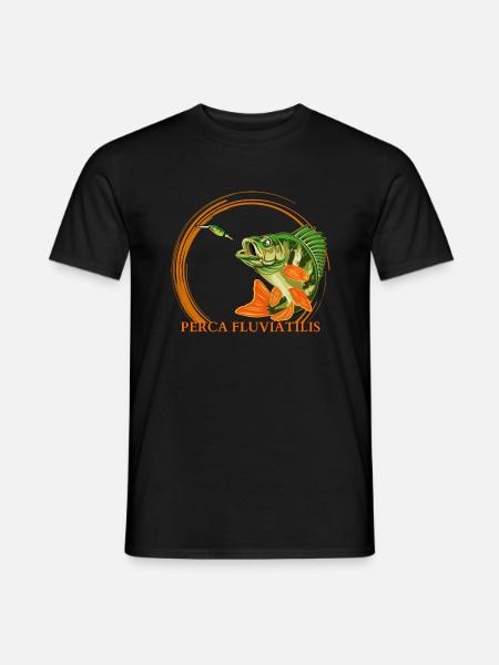 Barsch Perch Fishing Angel Design - Männer T-Shirt - Schwarz
