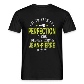 Jean pierre si tu veux la perfection vélo cycliste - T-shirt homme - noir - Devant - AI Model Male 178 light (178cm)