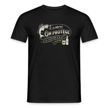 A la Pêche on Protège la Couche d'Eau Jaune - T-shirt homme - noir - Devant - AI Model Male 178 light (178cm)