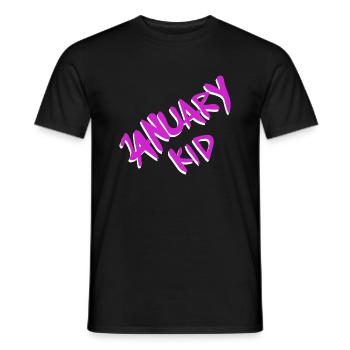 A January Kid in Pink 3D Effect - Men's T-Shirt - black - Front - AI Model Male 178 light (178cm)