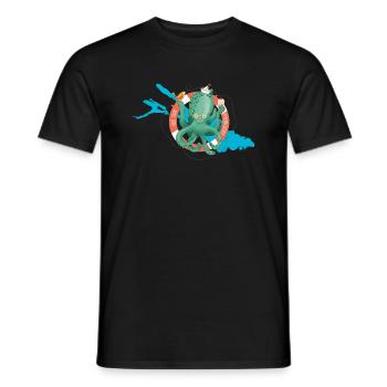 "See you at Bodensee" - Lustiges Motiv mit Oktopus - Männer T-Shirt - Schwarz - Vorne - AI Model Male 178 light (178cm)