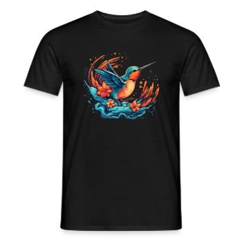 Oiseau explosion de fleurs - T-shirt homme - noir - Devant - AI Model Male 178 light (178cm)