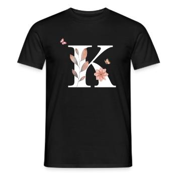 Letter k wildflowers watercolors - Men's T-Shirt - black - Front - AI Model Male 178 light (178cm)