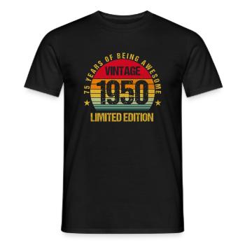 75 Years Old Of Being Awesome 1950 75th Birthday - Men's T-Shirt - black - Front - AI Model Male 178 light (178cm)