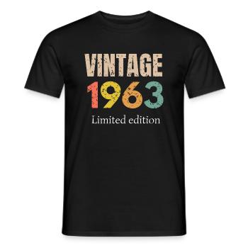 vintage 1963 limited edition - anniversaire - T-shirt homme - noir - Devant - AI Model Male 178 light (178cm)