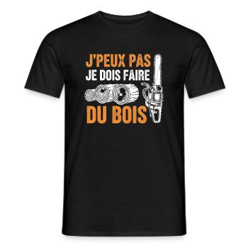 J peux pas je dois faire du bois - T-shirt homme - noir - Devant - AI Model Male 178 light (178cm)