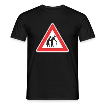 panneau routier personnes âgées rouge - T-shirt homme - noir - Devant - AI Model Male 178 light (178cm)