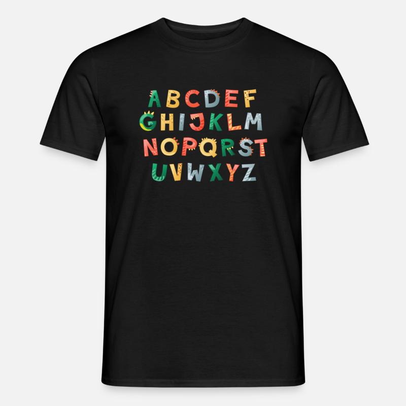 DINO ABC Alphabet Einschulung Kind - Männer T-Shirt - Schwarz