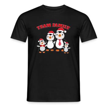équipe famille pingouin famille conifère de Noël - T-shirt homme - noir - Devant - AI Model Male 178 light (178cm)
