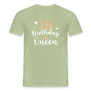 15th birthday Queen 15 years Fifteen - Men's T-Shirt - sage - Front - AI Model Male 178 light (178cm)