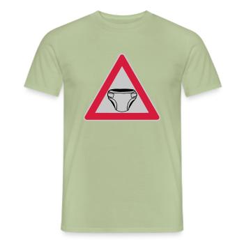 Vorsicht Schild Windel - Männer T-Shirt - Sage - Vorne - AI Model Male 178 light (178cm)