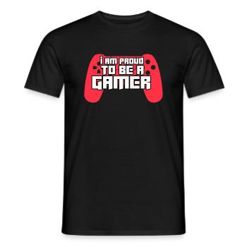 I Am Proud To Be A Gamer Cool Gaming T-Shirt - Men's T-Shirt - black - Front - AI Model Male 178 light (178cm)