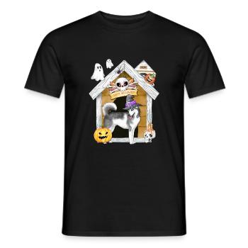 Halloween Sibérien Husky Chien Sorcière - T-shirt homme - noir - Devant - AI Model Male 178 light (178cm)