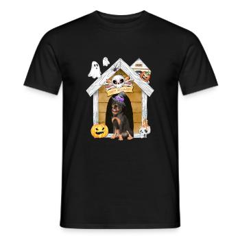 Halloween Rottweiler Hund Hexe - Männer T-Shirt - Schwarz - Vorne - AI Model Male 178 light (178cm)