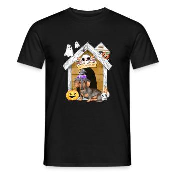 Halloween Dackel Hund Hexe - Männer T-Shirt - Schwarz - Vorne - AI Model Male 178 light (178cm)