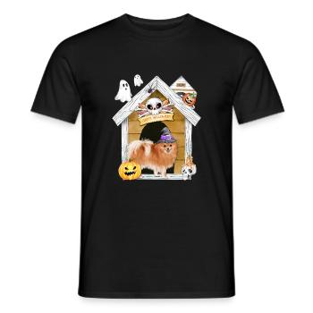 Halloween Pommersche Hundehexe - Männer T-Shirt - Schwarz - Vorne - AI Model Male 178 light (178cm)