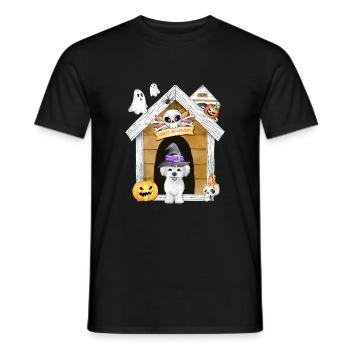 Halloween Maltesische Hundehexe - Männer T-Shirt - Schwarz - Vorne - AI Model Male 178 light (178cm)