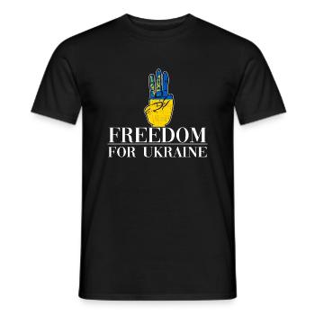 Freedom for Ukraine Flagge Landesfarben Faust - Männer T-Shirt - Schwarz - Vorne - AI Model Male 178 light (178cm)