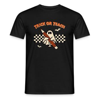 Trick Or Teach, mignon fantôme rétro avec crayon - T-shirt homme - noir - Devant - AI Model Male 178 light (178cm)