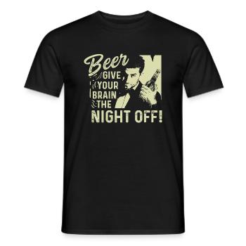 Brain Night Free Barman or Barwoman Gift - Men's T-Shirt - black - Front - AI Model Male 178 light (178cm)