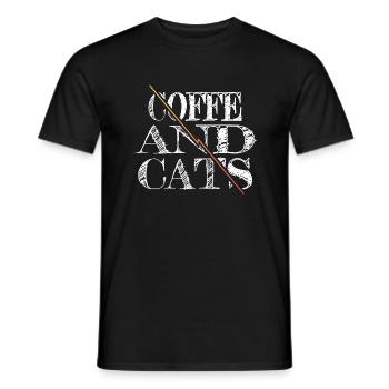 pet cat cartoon cat anti happy quote bday pet - Männer T-Shirt - Schwarz - Vorne - AI Model Male 178 light (178cm)