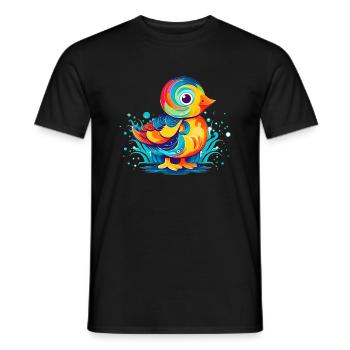 Colorful minimalist duck perfect as a gift - Men's T-Shirt - black - Front - AI Model Male 178 light (178cm)