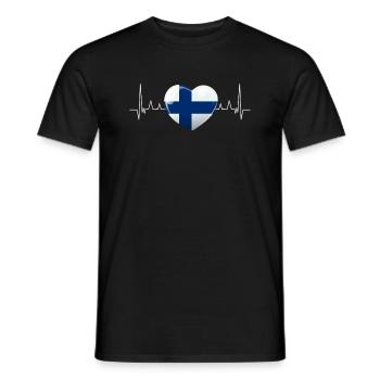 Finnland Flagge Herzschlag Urlaub Geschenk - Männer T-Shirt - Schwarz - Vorne - AI Model Male 178 light (178cm)