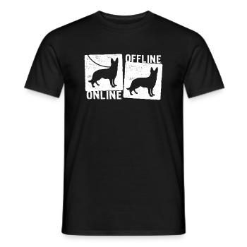 Online Offline - Schäferhund Hund Hundeleine - Männer T-Shirt - Schwarz - Vorne - AI Model Male 178 light (178cm)