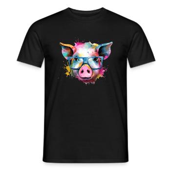 Jim the pig - Men's T-Shirt - black - Front - AI Model Male 178 light (178cm)