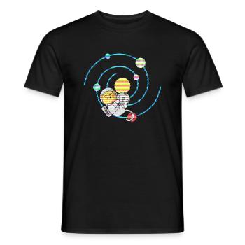 Weltraumkatze in der Erdumlaufbahn - Männer T-Shirt - Schwarz - Vorne - AI Model Male 178 light (178cm)
