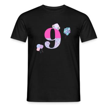 9th birthday mermaid - Men's T-Shirt - black - Front - AI Model Male 178 light (178cm)