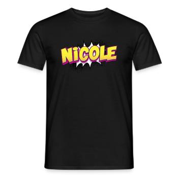 Nicole Nom personnalisé Style BD Pop Art, - T-shirt homme - noir - Devant - AI Model Male 178 light (178cm)