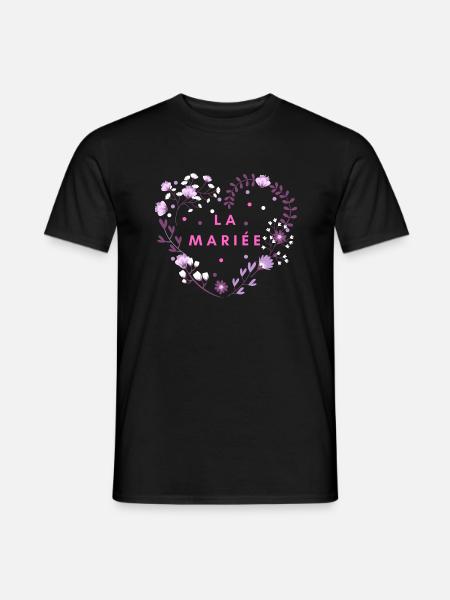 Das Blumenherz der Braut - Männer T-Shirt - Schwarz