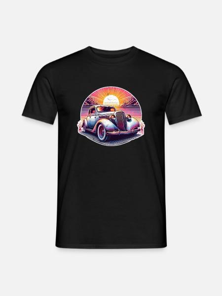 Oldtimer Sonnenuntergang - Männer T-Shirt - Schwarz