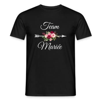 Team The Bride Arrow Flower Bouquet - Men's T-Shirt - black - Front - AI Model Male 178 light (178cm)