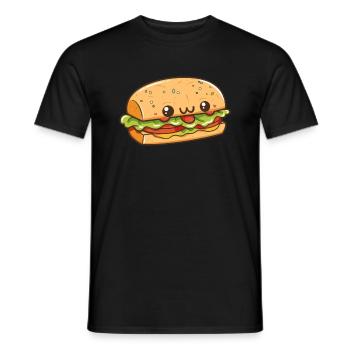 Kawaii-Burger mit glücklichem Gesicht - Männer T-Shirt - Schwarz - Vorne - AI Model Male 178 light (178cm)