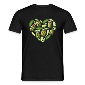 Pickle Heart - Concombre amateur de cornichons à l'aneth - T-shirt homme - noir - Devant - AI Model Male 178 light (178cm)
