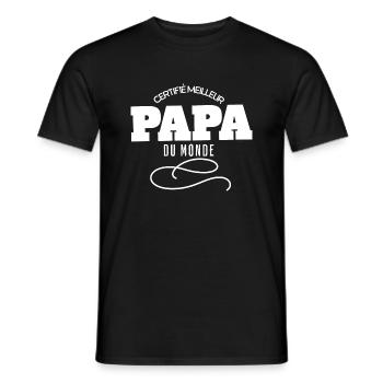 Certifié Meilleur papa du Monde - T-shirt homme - noir - Devant - AI Model Male 178 light (178cm)