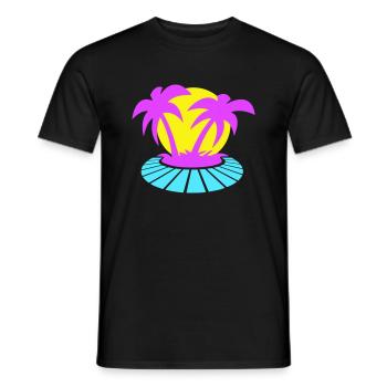 2 Palmiers Île Arbre Plage Vacances Mer de - T-shirt homme - noir - Devant - AI Model Male 178 light (178cm)
