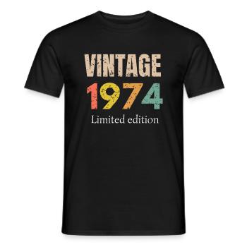 vintage 1974 limited edition - Anniversaire - T-shirt homme - noir - Devant - AI Model Male 178 light (178cm)