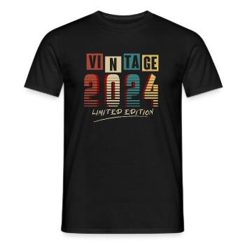 Jahrgang 2024: Limitierte Auflage - 1. Jubiläum. - Männer T-Shirt - Schwarz - Vorne - AI Model Male 178 light (178cm)