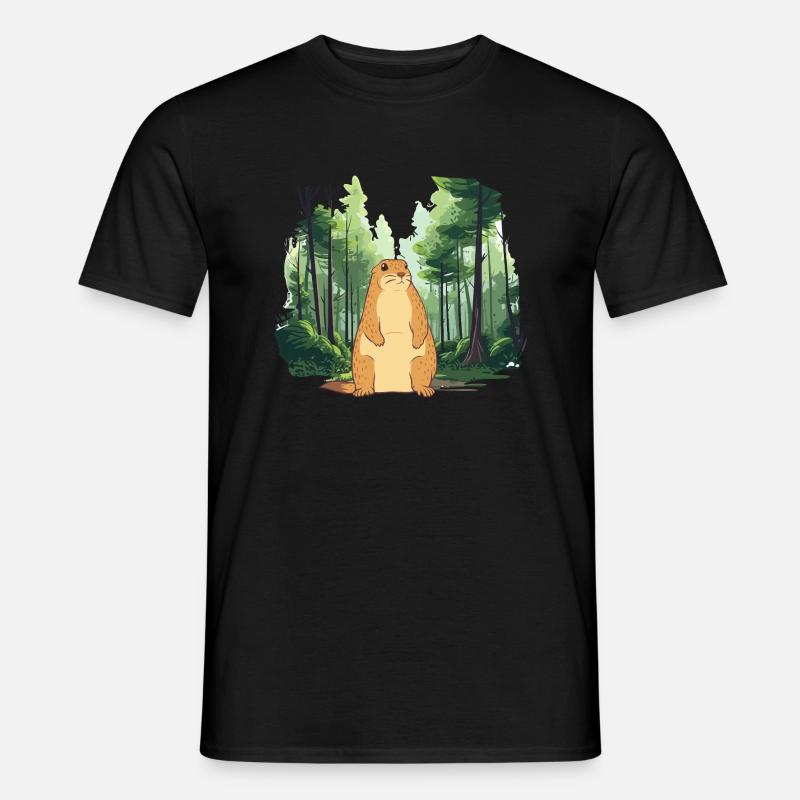 Starke Murmeltier-Naturlandschaft - Männer T-Shirt - Schwarz