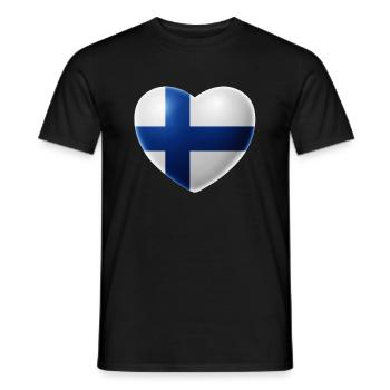 Herz (Finnland / Suomi) - Männer T-Shirt - Schwarz - Vorne - AI Model Male 178 light (178cm)