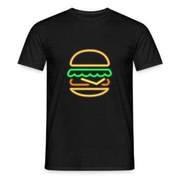 Neon Burger - 80s Retro Neonreklame - Männer T-Shirt - Schwarz - Vorne - AI Model Male 178 light (178cm)