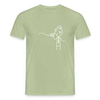 Tin Phone Girl corded phone partner look - Men's T-Shirt - sage - Front - AI Model Male 178 light (178cm)