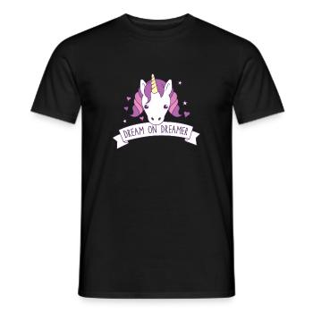 dream on dreamer! with cute unicorn - Men's T-Shirt - black - Front - AI Model Male 178 light (178cm)